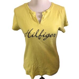 Tommy Hilfiger Vintage Y2K Yellow Cotton Logo Tee